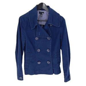 H&M Womens Double Breasted Long Sleeve Pea Coat Jacket Navy Size‎ 10